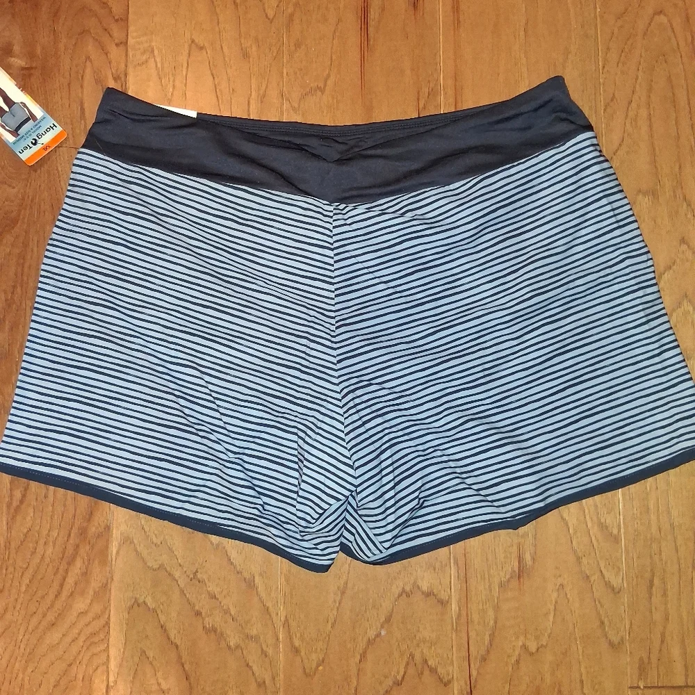 NEW Hang Ten Navy & White Stretch Athletic Shorts Lady's Plus XXL